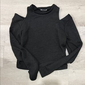 Zara Black Cold-Shoulder Sweatshirt